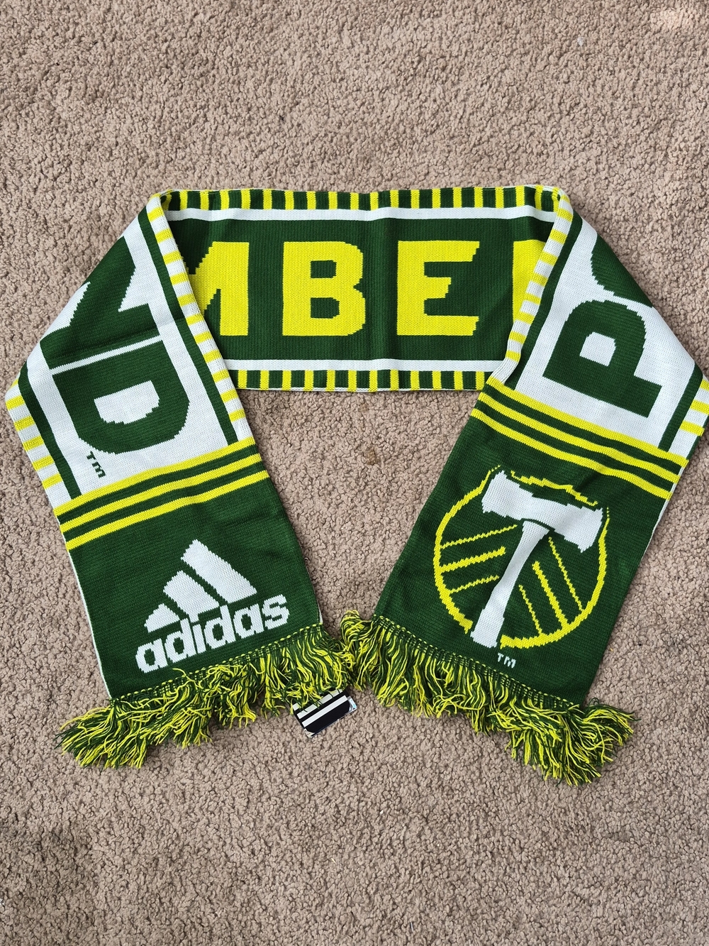 Adidas MLS Portland Timbers Green & Yellow Soccer Scarf
